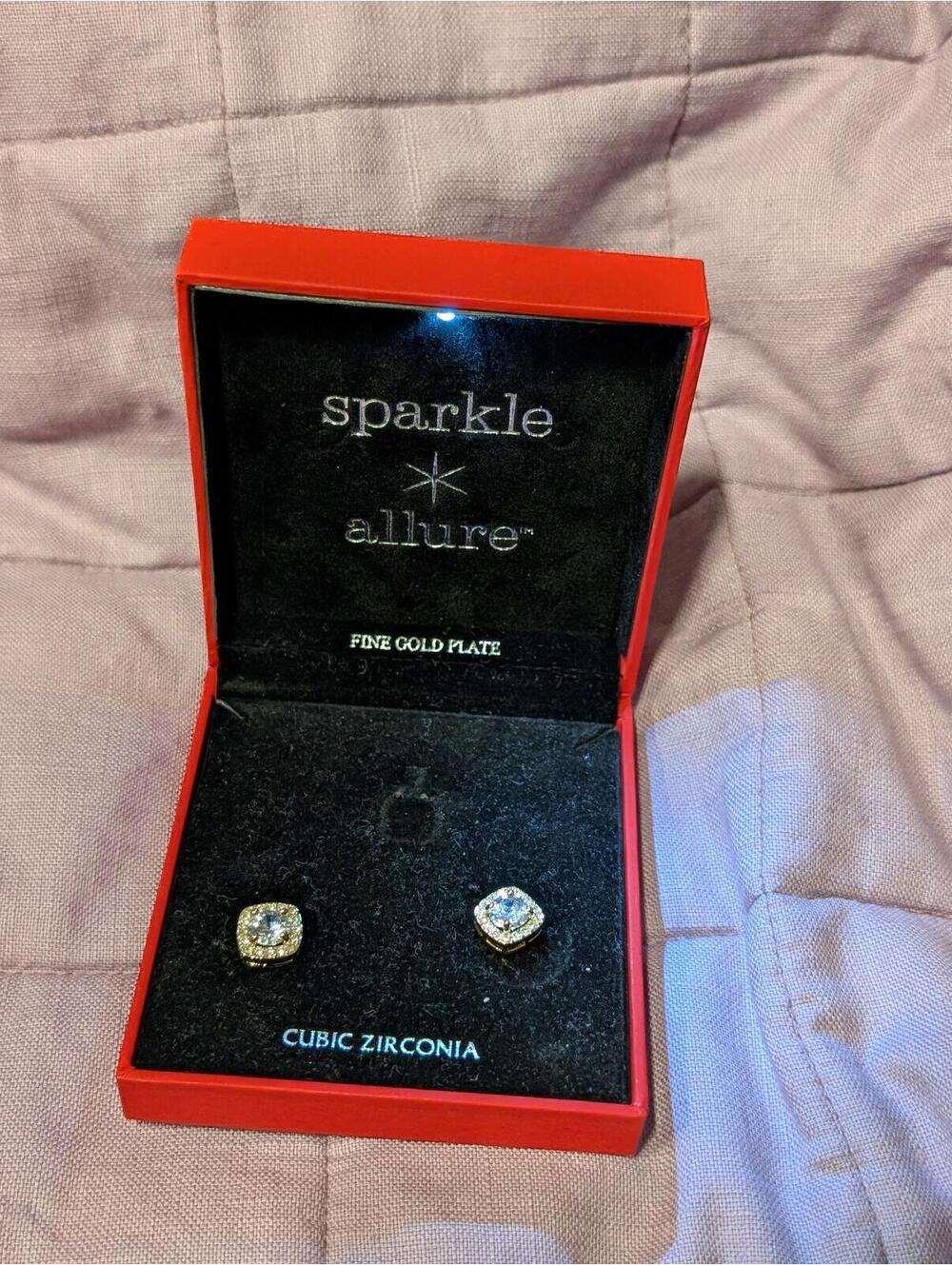 Sparkle Allure Fine Gold Plate Cubic Zirconia Stud Earrings